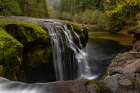Lower Lewis River Falls in autumn in the Gifford Pinchot National Forest, Washington State, USA Art Print